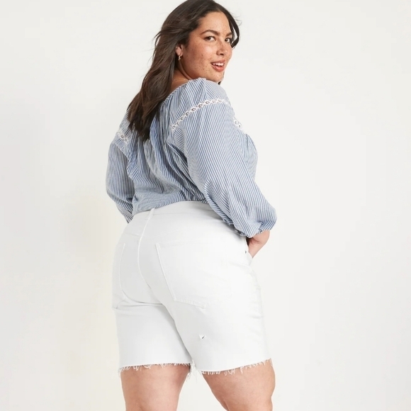 Old Navy High Rise O.G. Straight White 7" Cut-Off Shorts - Size 20 - Picture 2 of 7